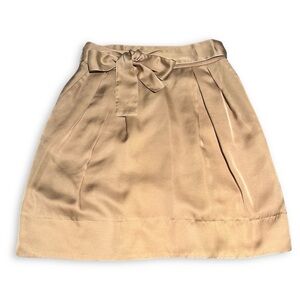 Japanese Designer Ships Champagne Gold Belted Skirt